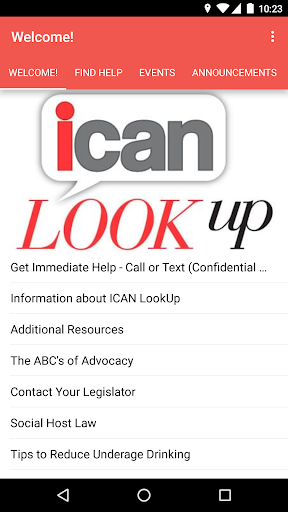 Android application ICAN LookUp screenshort