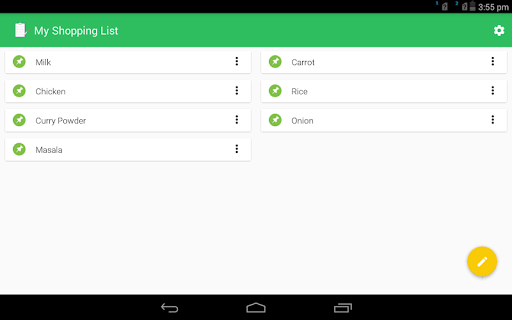Screenshot of My Shopping List - to do list