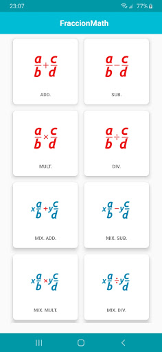 Android application FraccionMath - Fractions screenshort