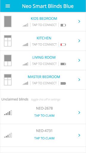 Android application Neo Smart Blinds Blue screenshort