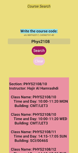 SQU Timetables Maker Screen 3