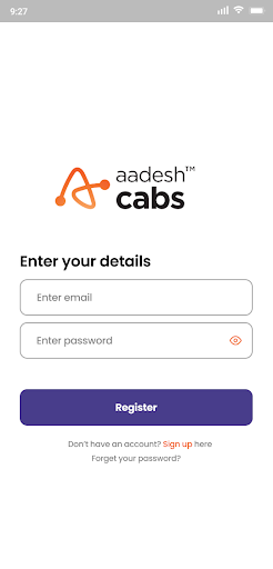 Android application Aadesh Cabs screenshort