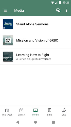 GRBC App Screen 2