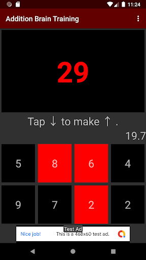Addition brain training Screen 3