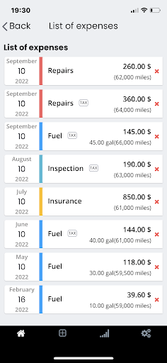 Car expenses tracker Lite Screen 3
