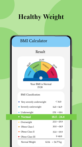 BMI Calculator; Weight tracker Screen 3