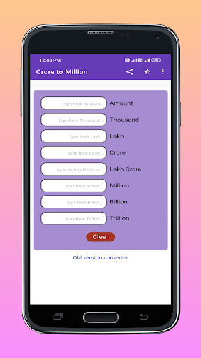 Android application Crore to Million Converter screenshort