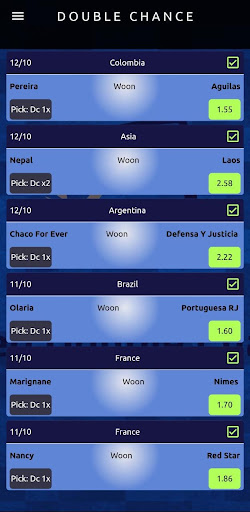 Android application Goated double chance screenshort