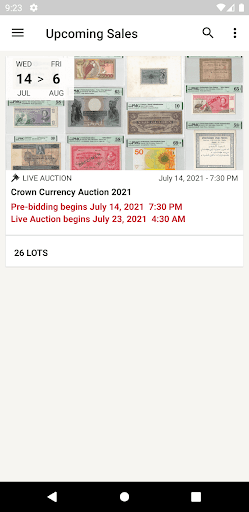 Crown Currency Auctions Screen 3