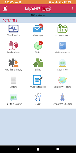MyVHPonline Screen 3