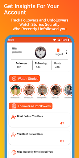 Android application Followers & Unfollowers screenshort