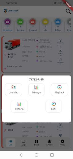 Android application Vehi Track screenshort