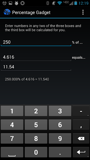 Percentage Gadget Screen 2