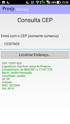 Prosis Delivery - Consulta Mapa