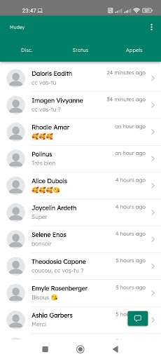 Android application Mudey - Chat en temps réel screenshort