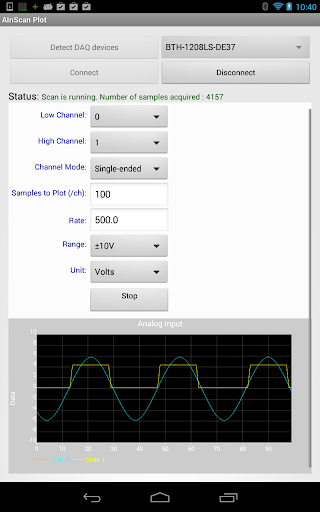 Android application Analog Input Scan Demo screenshort