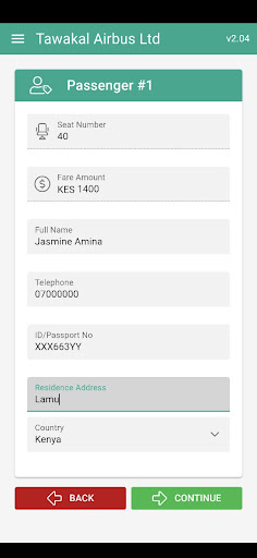 Tawakal Airbus Booking App Screen 3