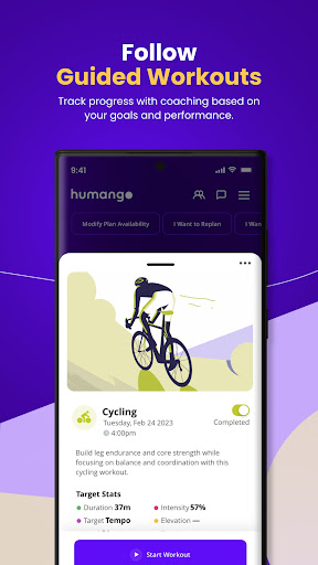 Screenshot of Humango: AI training planner