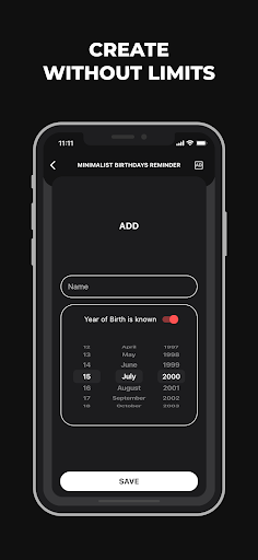 Minimalist Birthday Reminder Screen 3