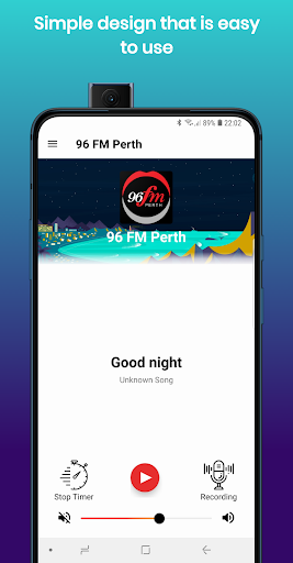 Android application 96FM Perth AU internet radio screenshort