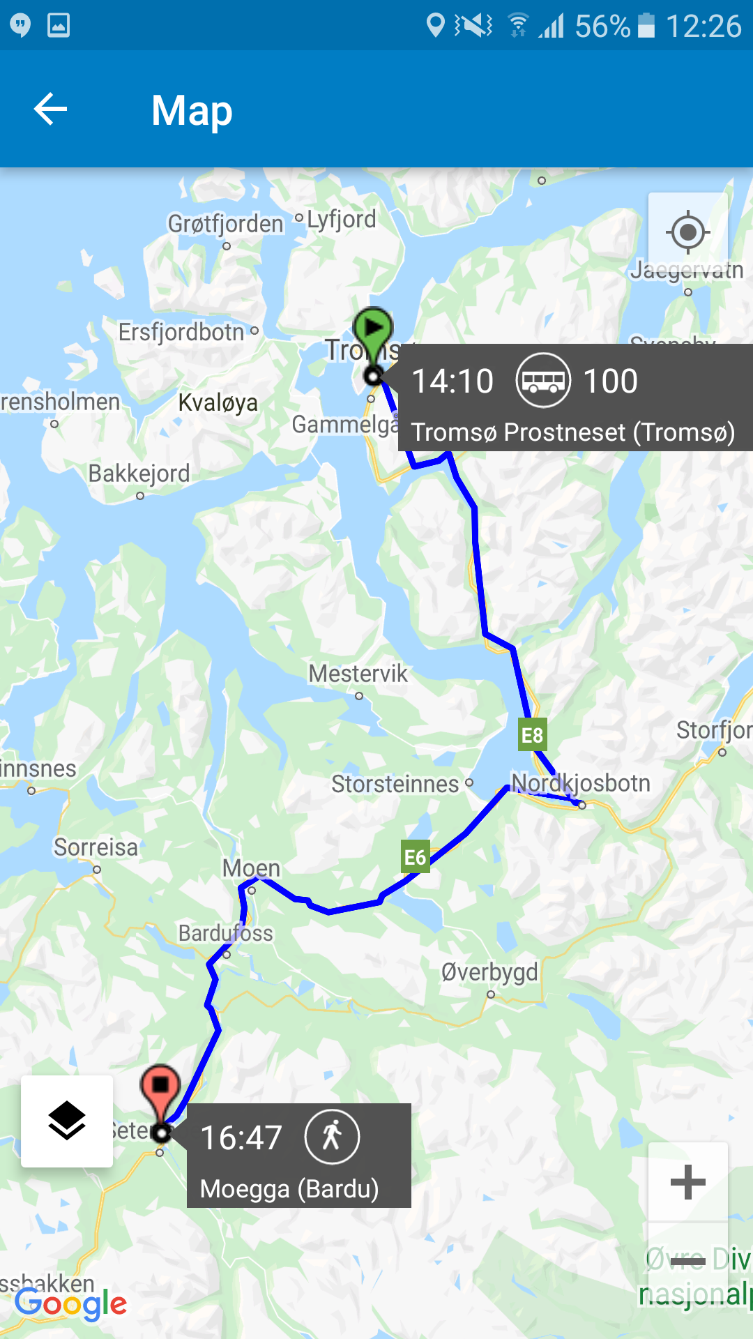 Android application Troms Reise screenshort