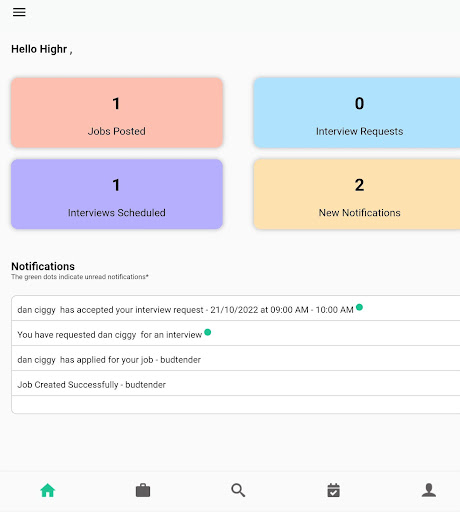Android application Highr Jobs screenshort