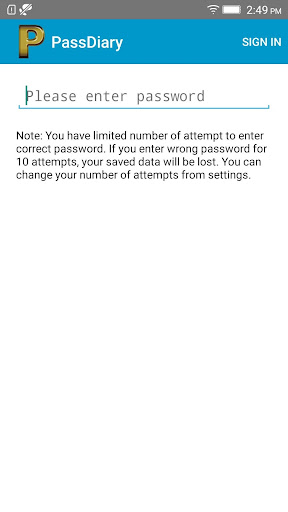 Android application Passdiary Password Manager and screenshort