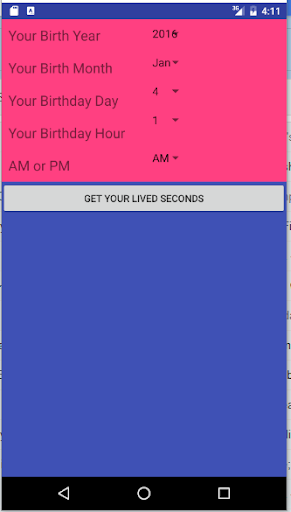 Android application How Many Seconds You Lived screenshort
