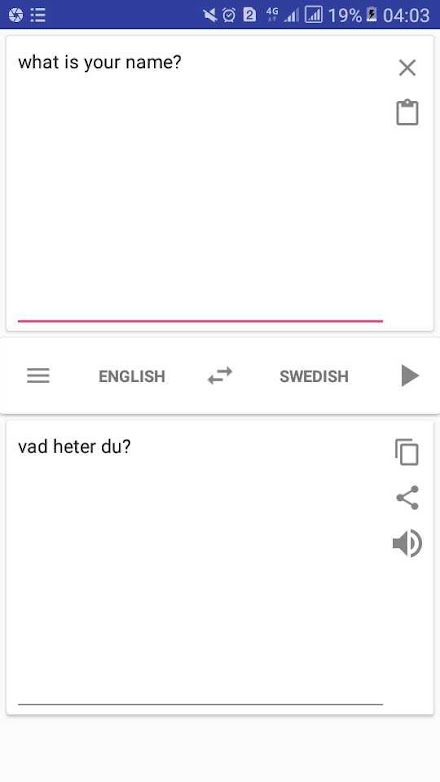 Swedish English Translator Screen 1