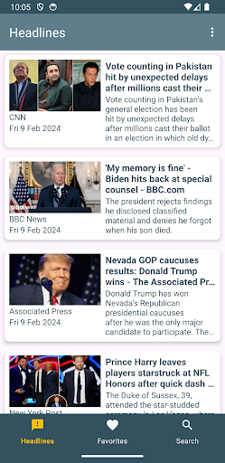 Android application NewsHub screenshort