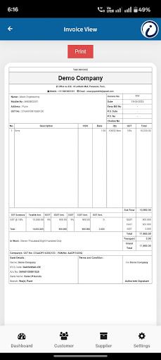 iSystem Invoice Billing App