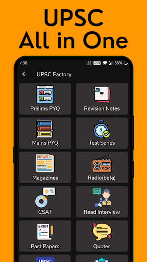 Android application UPSC All in One : Notes + Quiz screenshort