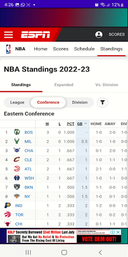 NBA Scheduled Updates Screen 3