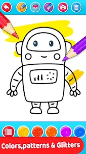 Robot Glitter Coloring Book