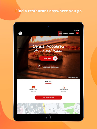 Android application Darius Wood Fired Pizza Pasta screenshort