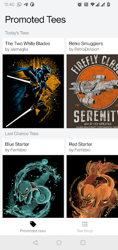 Android application Qwertee screenshort