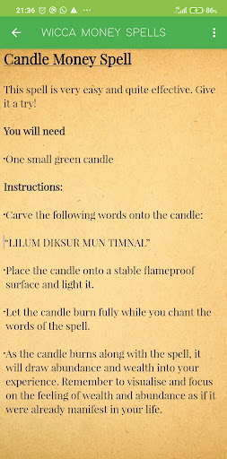 WICCA Money Spell Screen 2