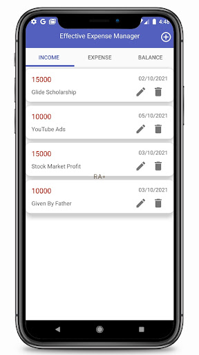 Android application Effective Expense Manager screenshort