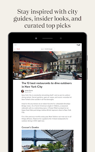 Screenshot of OpenTable