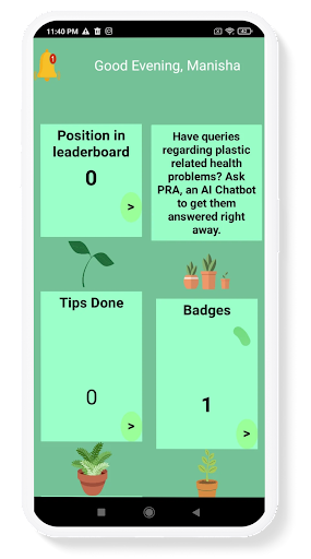 Planet Rejuvenation App (PRA) Screen 2