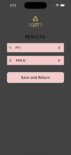 Android application Bevote screenshort