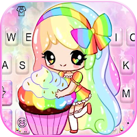 Тема для клавиатуры Colorful Cupcake Girl