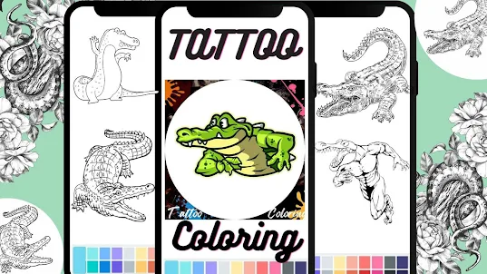 Tattoo Crocodile Coloring Book