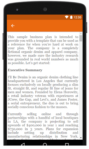 Business plan examples Screen 3