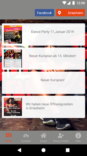 Android application Fitnessfabrik screenshort