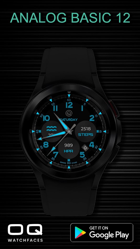#1. Analog Basic 12 Wear OS 4+ (Android) 由: OQ Watchfaces