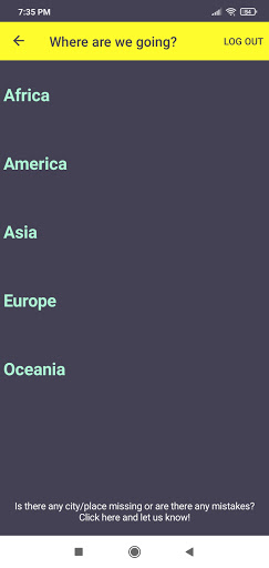 Android application Travelista screenshort