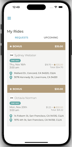 Android application Onward Driver screenshort