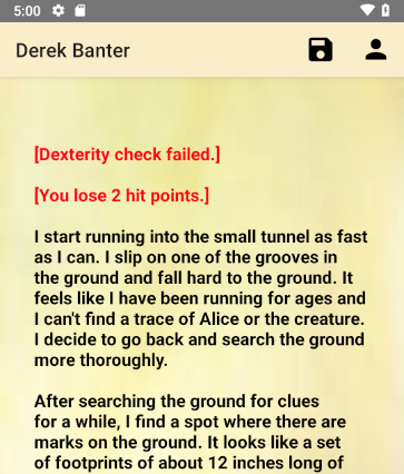 Android application Derek Banter - Text adventure screenshort