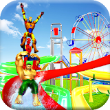 Kids Super Hero Water Slide Amusement Park Uphill icon